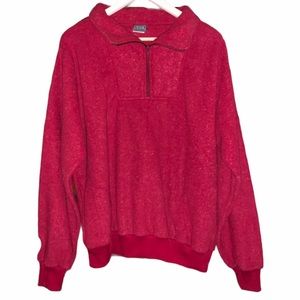 Le Tigre 80s Bright Red Fleece Half Zip Top